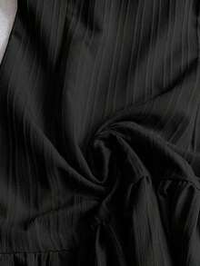 Vestido casual mini de mujer con tirantes de amarre, espalda descubierta, sin mangas, corte evasé y dobladillo con volantes - Negro - Ver 6