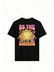 Women's Short-Sleeved T-Shirt, Vintage Style With Letter And Graffiti Print, Comfortable, Breathable, Loose And American Hippie Style, Suitable For The Cherry Blossom Season In Spring, Outdoor Music Festivals, City Walks, Park Visits And Light Summer Vacation. - 黑色 - 查看 2