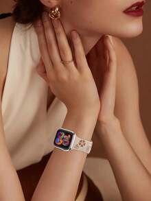 Dây đeo đồng hồ chạm khắc hoa, tương thích với Apple Watch 41mm 40mm 44mm 45mm 42mm 38mm 49mm 46mm, hoa dễ thương, dây đeo thể thao bằng silicon mềm mại tương thích với Apple Watch Series 11 10 SE 9 8 7 6 5 4 3 Ultra, dây đeo đồng hồ thời trang nữ họa tiết hoa, tương thích với dây đeo . - LD004 Hương hoa - Trà sữa nâu - Xem 6