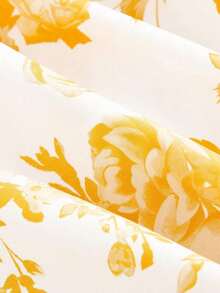 Vestido largo con estampado floral romántico con escote de cuello alto, para el Día de San Valentín, vestido de primavera, atuendo para brunch, atuendo para fiesta del té, atuendo para vacaciones en la playa, vestido floral para mujer, vestido v - Amarillo - Ver 4
