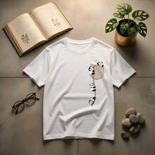 Camiseta de manga corta con cuello redondo para mujer talla grande, con estampado de cuerda de escalada de panda de dibujos animados, de estilo japonés, fresca, linda y divertida. Suave y adorable, de moda para primavera y verano, adecuada para uso casual diario, ir al trabajo, la escuela, citas y salidas. Blanco - Multicolor - Ver 6