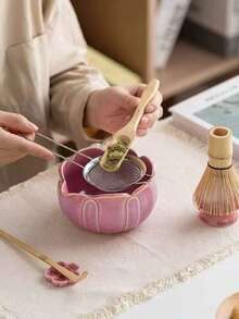 1 pieza/Set de 5 piezas Juego de té Matcha con pétalos de flores, incluye tazón de Matcha, batidor de Matcha, taza de Matcha, varilla de mezcla, cuchara de té, juego de tazones de té, herramientas de preparación de Matcha, herramientas para hacer postres y bebidas, caja de regalo con estilo japonés, juego de batidor de Matcha, regalo para amantes del Matcha - Multicolor - Ver 8