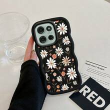 Flower Wavy Curved Colorful Painted Macaron Phone Case, Suitable For Galaxy/Honor/HW/ - Black - View 13