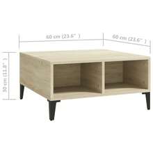 vidaXL Couchtisch Sonoma-Eiche 60x60x30 cm Holzwerkstoff Wohnzimmer, Arbeitszimmer, Café, Garten, Poolbereich, Strand, Couchtisch, Beistelltisch, einfach zu montieren, Wohnaccessoires für Möbel. - Braun - Übersicht 5