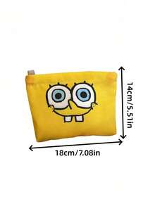 SpongeBob SquarePants 1 pieza Estuche de lápices cuadrado, Bolsa de cosméticos, Bolsa de almacenamiento de gran capacidad y multifuncional con diseño de dibujos animados lindos - bolsa de almacenamiento - Ver 2