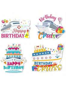 4pcs/Set Cruise Ship Birthday Fridge Magnets, Cruise Birthday Magnets, Cruise Cabin, Fridge, Car Party Birthday Decorations - Color Mixing - View 8