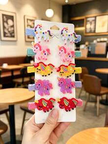10pcs Multicolor Unicorn Hair Clips For Girls, Suitable For Daily Use - Multicolor - View 5