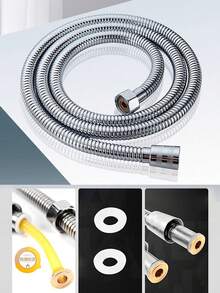 附濾水器手持式蓮蓬頭，3 種出水模式，150CM 不鏽鋼彈性軟管，高壓省水浴室配件，適用於居家、飯店與民宿 - 銀色 - 查看 3