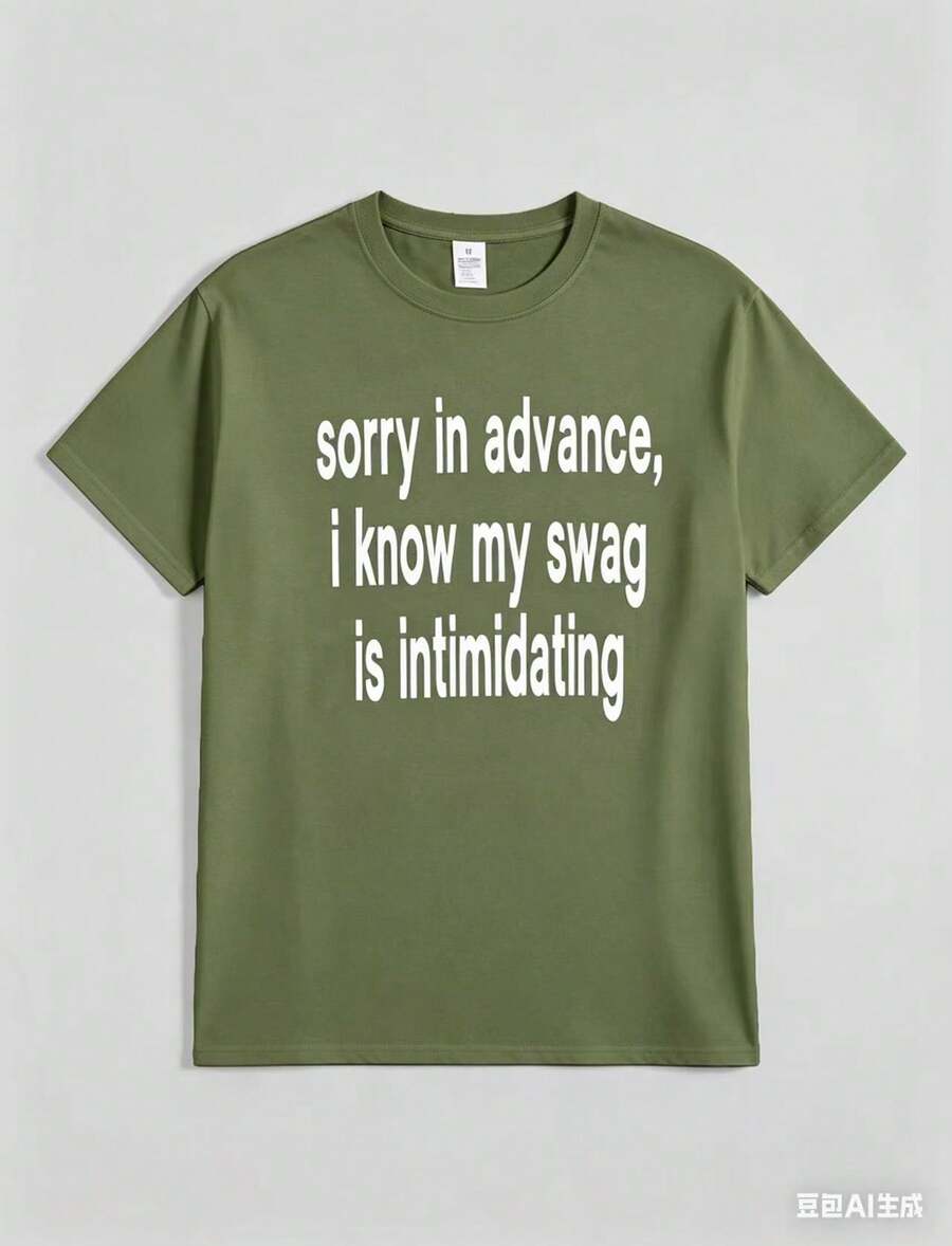 Hot Classic StyleSorry In Advance, I Know My Swag Is Intimidating Baby Tee L Y2k Graphic TeesRound Neck Loose Fit T-Shirt - Army Green - View 1