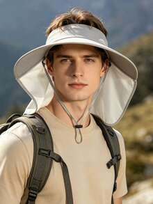 1PC Outdoor Quick-Dry Sun Hat, Wide Brim Neck Protection, For Fishing & Camping - Wide-brimmed Open-top Sun Hat - View 5