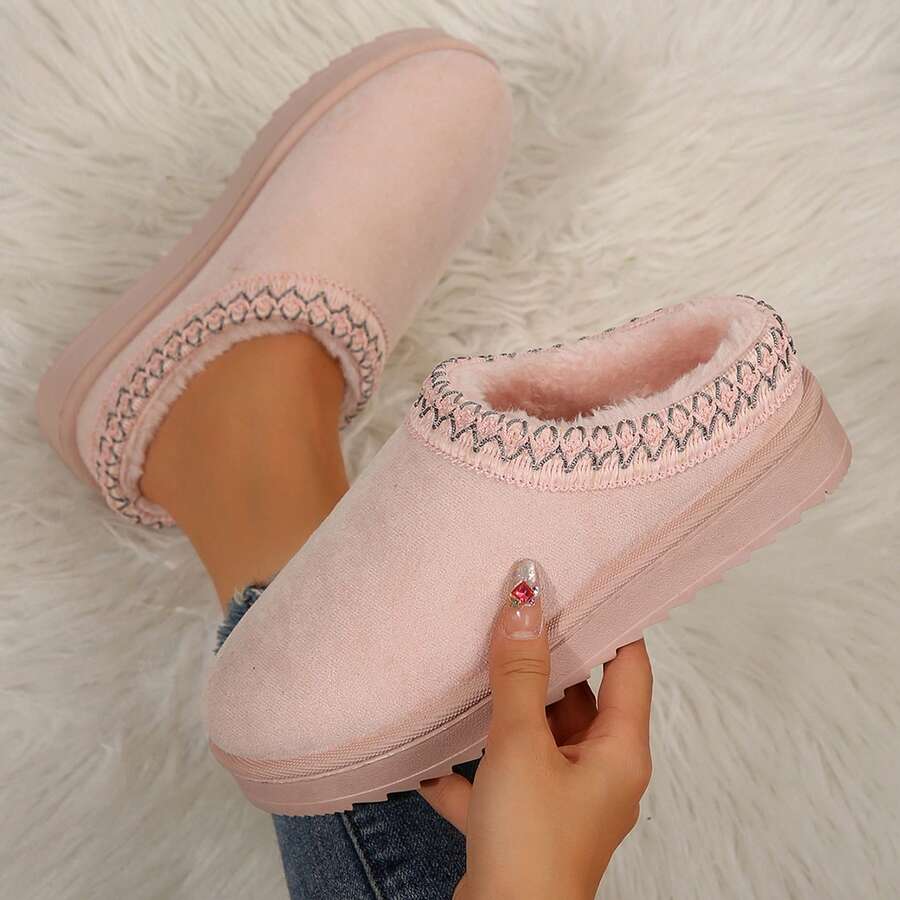 Women's Slip-On Platform Loafers With Chunky Heels For Casual Comfort - Pink - View 1