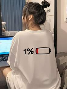 Camiseta Clásica de Manga Corta para Mujer, Diseño de Verano, Corte Ajustado, Estampado de Dibujos Animados, Camiseta Básica  Camiseta de Verano 3333 - Blanco - Ver 1