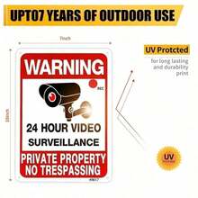 2pcs Metal No Trespassing Signs - Video Surveillance Warning Signs For Private Property - Weatherproof Aluminum Security Signs For Yard, Home & Outdoor - Reflective Lettering For Night Visibility, Aluminum 7*10 Inchs , Warning Signs For Property , Security Camera Sign For Yard And Home - A - View 4