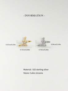 1pc S925 Sterling Silver Mini Lightning Nose Stud, Unisex Pure Silver Nose Piercing Jewelry, Hypoallergenic, Small And Delicate, Easy To Wear, Minimalist Design, Suitable For Daily Wear - Multicolor - View 2