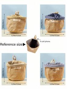 1pc Washable Wall Hanging Storage Bag For Door, Wall, Bedside | Reusable Wardrobe Organizer Pocket, Practical Storage Basket For Home, Kitchen, Garden - Multicolor - View 3