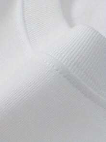 Camiseta de manga corta para hombre de verano, poliéster, estilo versátil, ajuste amplio, peso 180 gramos, 1 pieza - Blanco - Ver 4