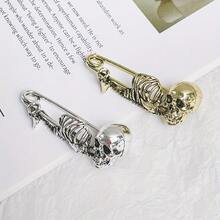 Vintage Women Skull Brooch, Alloy Lapel Pin For Scarf Neckline Decoration, Perfect Halloween Accessory & Gift - Multiple Styles - View 7