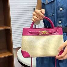 BV Bottega Small Andiamo Bolso de mujer tejido a mano de cuero genuinoBolsodebolso de manotipocuboconpatróntejidoparamujer,bolsodemarca,elegantebolsodemanoparaseñorabolsaderegaloexquisita,bolsodebolso de manodelujoparamujer,bolsocruzadodemodaparamujer,adecuadoparachicas,estudiantesnivel universitariodamasdeoficina,madresdemedianaedadparausodiario,comprasoficina,clase,reuniones,citas,actividadesalairelibretambiénunregaloidealparaBolso de paja y cuero BV para mujer, estilo casual de playa y vacaciones, con lazo metálico, de un solo hombro, bandolera, bolso de mano para mujer. - Caqui - Ver 5