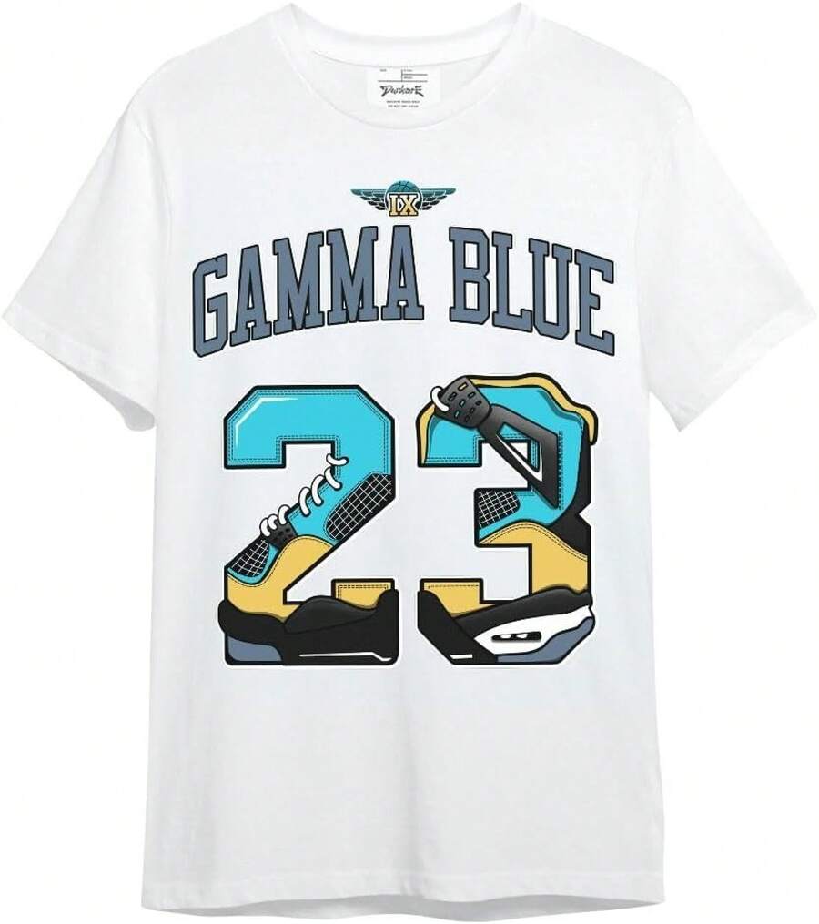 Dunkare Sneaker Match Graphic T-Shirt For Men And Women - Retro Gamma Blue 11s Streetwear | Unisex, Regular Fit, Vintage Style Y2K - 白色 - 23號髒4s - 查看 1