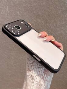 Full-Coverage Shockproof Black Acrylic Hard Phone Case, Compatible With IPhone 17 Pro Max/17 Pro/17/16 Pro Max/16/16 Pro/16 Plus/15/15 Pro Max/15 Pro/15 Plus/11/12/13/14 Pro Max/12 Pro/12 Pro Max/13 Pro/13 Pro Max/14 Pro/14 Pro Max - Black - View 5