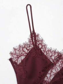 Nuevo Top de estilo lencería con decoración de encaje de moda europea para mujer, estilo veraniego - Carmesí - Ver 5
