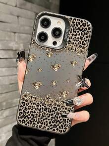 Funda de teléfono con estampado de guepardo y leopardo, 1 pieza, patrón plano de leopardo, IMD láser con borde suave y parte trasera dura, de alta calidad, compatible con modelos Apple 17/17Pro/17Promax/16/16Plus/16Pro/16ProMax/15/15Plus/15ProMax/14/14Plus/14Pro/14ProMax, 13/13Pro/13ProMax, 12/12Pro/12ProMax, 11/11Pro Max - Negro - Ver 3