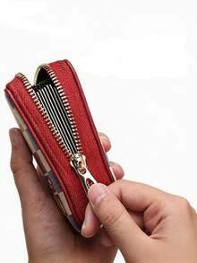 1pc Cute Rabbit Plaid Card Holder, Zipper Large Capacity 18 Card Slots, Can Hold Driver's License & Coins, Portable Anti-Theft, Suitable For Women Office Commute And Shopping! - Multicolor - View 9