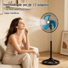 Ventilador de Pie Compacto 12", Ventilador Pequeño con Altura Ajustable y 3 Velocidades para Espacios Reducidos - de pie - Ver 1