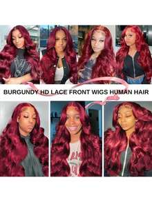 Elegant Black Wavy Curl Wig, Suitable For Women, 13*4 Lace Front Wig. 180%Density,Body Wave 8-36 Inch Blended Hair,Black/Brown/Burgundy/Orange,Perfect For Cosplay, And Everyday Glamorous Looks,Baby Hair Pre Perm, Pre Extraction, Pre Cutting Around - SBUG/99J - View 7