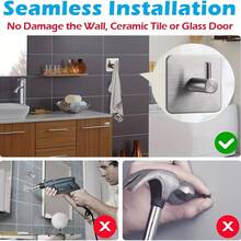 4 Móc Treo Khăn Chịu Lực Cao, Móc Dán Tự Động, Móc Gắn Tường, Móc Dán Bằng Thép Không Gỉ Chống Thấm Nước, Thích Hợp Cho Phòng Tắm, Nhà Bếp và Nhà Ở. Màu Đen và Bạc. - Xem 9