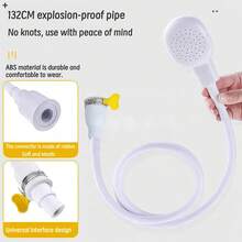 Juego de ducha portátil y desmontable multifuncional, rociador de ducha portátil para mascotas con manguera flexible y adaptador de grifo, ducha de alta presión para baño humano y de mascotas - Ver 6