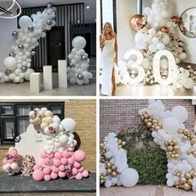 Set de 113 piezas de arco de globos de color blanco puro - Kit de decoración de fiesta DIY para cumpleaños, compromiso, despedida de soltera, boda, aniversario, celebraciones interiores y exteriores - Multicolor - Ver 4