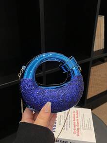 New Acrylic Mini Handbag, Fashion Clutch Purse, Personalized Crescent Moon Shaped Evening Bag With Chain Strap - Multicolor - View 8