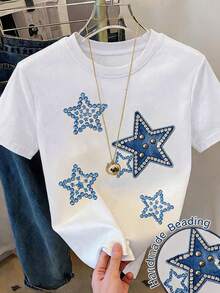Casual Short-Sleeved, Crew-Neck T-Shirt With A Print, Ideal For Summer. Suitable For Children And Teenagers. Breathable And Sweat-Wicking. - 彩色 - 查看 3