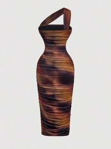 Vestido sin mangas con pliegues asimétricos de estilo vintage para mujer - Multicolor - Ver 2