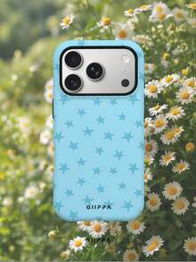 Una elegante funda para teléfono que no incluye cordón ni soporte. Funda para teléfono GIIPPA con diseño de estrellas, 1 pieza, diseño de estrella rosa, compatible con Phone 17 Pro, 16 Pro, 15 Pro, 14 Pro. Funda para teléfono coreana, elegante e interesante, compatible con 11/12/13/14/15/28 Pro Plus. Diseño elegante adecuado tanto para hombres como para mujeres. Regalo para novia, cumpleaños, boda o aniversario. - Azul claro - Ver 11