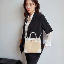 BV Bottega Small Andiamo Bolso de mujer tejido a mano de cuero genuinoBolsodebolso de manotipocuboconpatróntejidoparamujer,bolsodemarca,elegantebolsodemanoparaseñorabolsaderegaloexquisita,bolsodebolso de manodelujoparamujer,bolsocruzadodemodaparamujer,adecuadoparachicas,estudiantesnivel universitariodamasdeoficina,madresdemedianaedadparausodiario,comprasoficina,clase,reuniones,citas,actividadesalairelibretambiénunregaloidealparaBolso bandolera nuevo para mujer, bolso de paja tejido, bolso de hombro de gran capacidad de moda coreana, bolso de playa de alta gama. - Tejido de paja blanca - Ver 1
