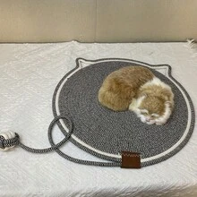 1PC Multi-Color Cat Scratcher Pad, Cute Cat Face Shape Woven Scratching Mat, Durable Rope Cat Scratcher Toy, Sofa Furniture Protector For Indoor Cats Kittens - 42cm*42cm - View 3