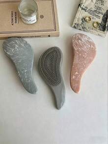 1pc,Minimalist Pink And Gray Padded Hairbrush With Handle, Unisex, Painless Hair Combing, Marble Massage Comb, Wet And Dry/Anti-Hair Loss Comb, Portable Scalp Massage Comb, Lightweight Travel Comb - Multicolor - View 2