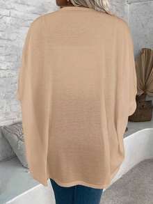 Chaqueta casual de mujer con mangas tipo murciélago - Caqui - Ver 4
