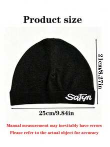 1pc Solid Color Casual Nylon Knit Printed Beanie Hat, Outdoor Sports Windproof Warm Streetwear, Autumn/Winter - Satyn - View 3