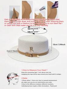 1pc Bohemian Style Women's Fashionable Cute Straw Hat, With Leather Buckle, Suitable For Beach Vacation, Daily Wear And Sun Protection, Cowboy Hat, Valentine's Day Gift, Women's Hat, Beach Hat For Outdoor Activities, Vacation, Travel, Outfit Accessories, And Gifting - White - View 3