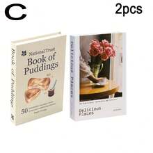 2pcs Random Minimalist Botanical Illustration Faux Books, Handpainted Floral Decor, Creative Home Accents - Multicolor - View 9