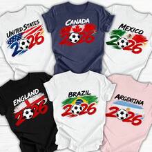 Camiseta de fútbol de la Copa del Mundo de algodón 100% con cuello redondo, talla grande, USA, top moderno para hombre, popular y cómoda para hombres, muy vendida para mujeres. - Blanco - Ver 11