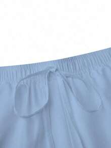 PopScrub Conjunto de 2 piezas con diseño de bolsillo con oreja, estampado de gato y planta de dibujos animados, de cuello en V y manga corta, uniforme de enfermera de primavera/verano, pantalón casual de color azul claro, conjunto de uniforme de enfermera, adecuado para amantes de los gatos - Multicolor - Ver 3