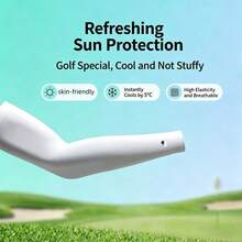1 par de mangas protectoras de golf - Mangas de brazo de seda de hielo unisex para deportes de verano y actividades al aire libre - Mangas deportivas de enfriamiento y cómodas para exteriores, adecuadas para conducir, pescar, ciclismo, senderismo, correr - Blanco - Ver 3