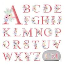 26pcs Computer Embroidered Patches, Featuring Flowers And Colorful English Letters, Decorative Accessories And Clothing Labels - A - View 1