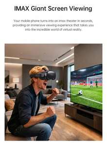 3D 4K Ultra HD VR Headset - Anti-Blue Light Battery-Free, Adjustable Ergonomic Lightweight VR Glasses, Compatible With Android/IOS Phones, Immersive Home Theater/Gaming Headset, Sturdy & Comfortable Multimedia VR Accessories - Black - View 7