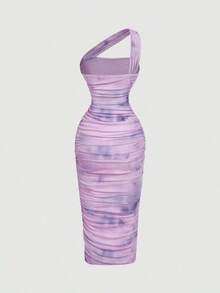 Vestido sin mangas con pliegues asimétricos de estilo vintage para mujer - Multicolor 3 - Ver 2
