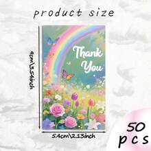 25/50pcs Fresh Rainbow Floral Thank You Cards,Fresh Healing Rainbow, Butterfly And Flowers Design,Suitable For Wedding, Baby Shower, Business, Bridal Shower, Decoration, Festivals, Gifting - View 6